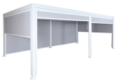 Alu Pergola 3x6m Weiß mit 6 Seitenwänden - Verstellbares Lamellendach