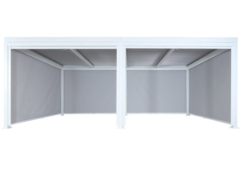 Alu Pergola 3x6m Weiß mit 6 Seitenwänden - Verstellbares Lamellendach