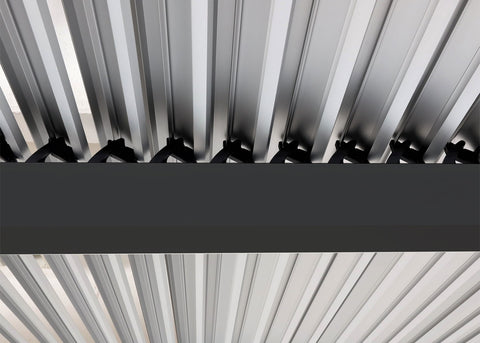 Alu-Pergola mit 3x Seitenwand, Lamellen-Pavillon, stabiles 8cm-Metall-Gestell 3x6m, Anthrazit