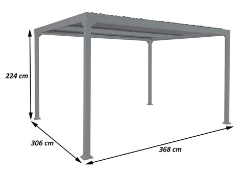 Alu Pergola mit Lamellendach 3x3,7m Anthrazit Terrassenüberdachung