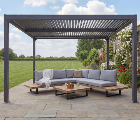 Alu Pergola mit Lamellendach 3x3,7m Anthrazit Terrassenüberdachung