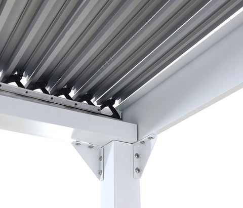 Aluminium Pergola 3x3,7m mit Lamellendach und 3 Seitenwänden - Weiß