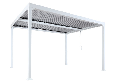 Alu-Pergola mit Lamellendach Terrassenüberdachung 3x3,7m Weiß