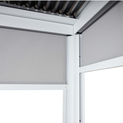 Alu-Pergola 3x3,7m in Weiß mit verstellbarem Lamellendach und 2 Seitenwänden