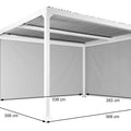Alu-Pergola 3x3,7m in Weiß mit verstellbarem Lamellendach und 2 Seitenwänden