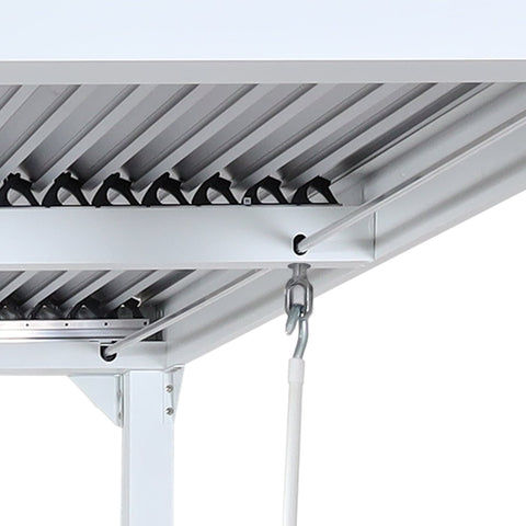 Alu-Pergola 3x3,7m in Weiß mit verstellbarem Lamellendach und 2 Seitenwänden