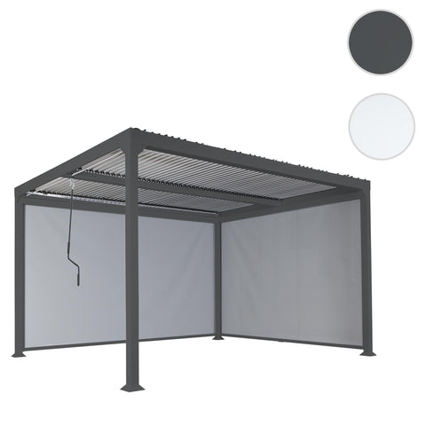 Alu Pergola 3x3,7m mit verstellbarem Lamellendach und 2 Seitenwänden Anthrazit