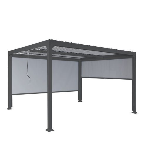 Alu Pergola 3x3,7m mit verstellbarem Lamellendach und 2 Seitenwänden Anthrazit