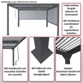 Alu-Pergola 3x3,7m in Weiß mit verstellbarem Lamellendach und 2 Seitenwänden