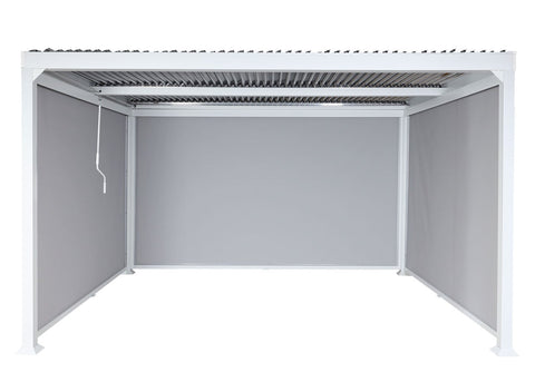 Aluminium Pergola 3x3,7m mit Lamellendach und 3 Seitenwänden - Weiß
