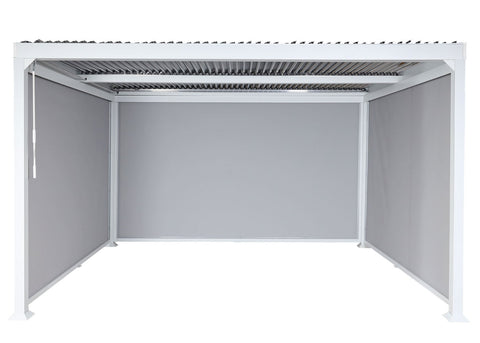 Aluminium Pergola 3x3,7m mit Lamellendach und 3 Seitenwänden - Weiß