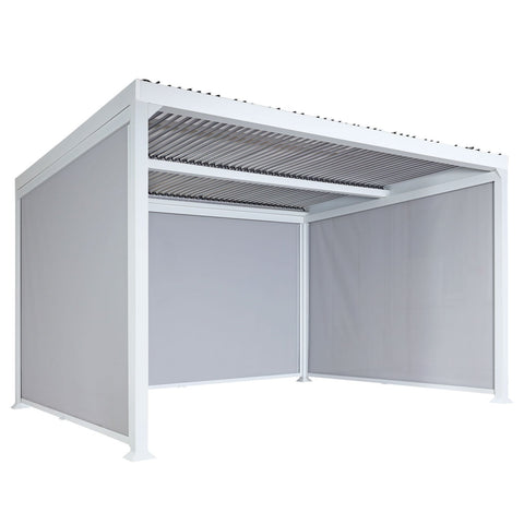 Aluminium Pergola 3x3,7m mit Lamellendach und 3 Seitenwänden - Weiß