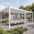 Alu-Pergola 3x6m Weiß - Modernes Lamellendach & 11cm Gestell - Gartenpavillon Sturmfest