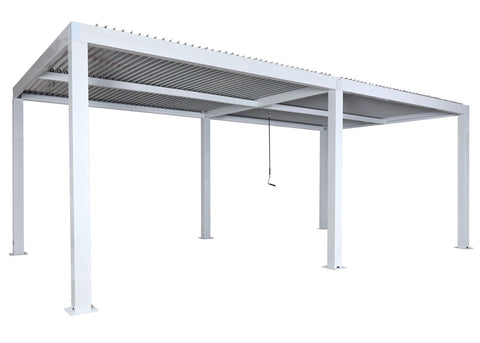 Alu-Pergola 3x6m Weiß - Modernes Lamellendach & 11cm Gestell - Gartenpavillon Sturmfest