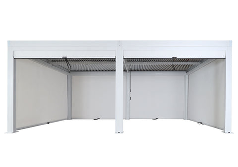 Aluminium Pergola 3x6m Weiß mit 6 Seitenwänden – Lamellendach Pavillon Sturmfest 100 km/h