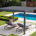 Aluminium Pergola 3x3m Grau Anthrazit – Wetterfester Pavillon mit Lamellendach & Regenrinne