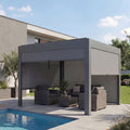 Aluminium Pergola 3x3m Anthrazit mit Seitenwänden - Lamellendach Pavillon sturmfest