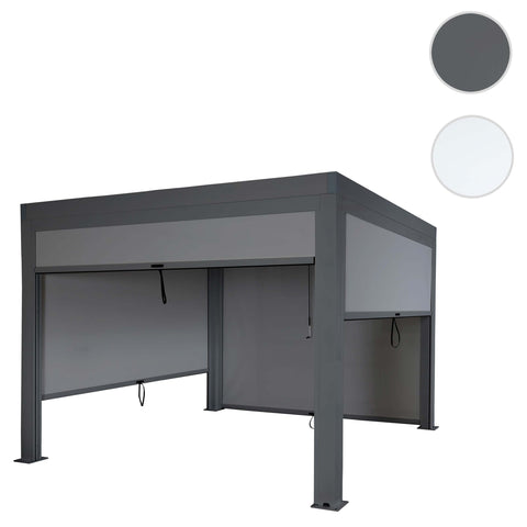 Aluminium Pergola 3x3m Anthrazit mit Seitenwänden - Lamellendach Pavillon sturmfest