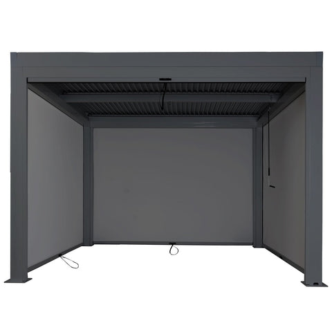 Aluminium Pergola 3x3m Anthrazit mit Lamellendach und Seitenwand - Sturmfest bis 100 km/h