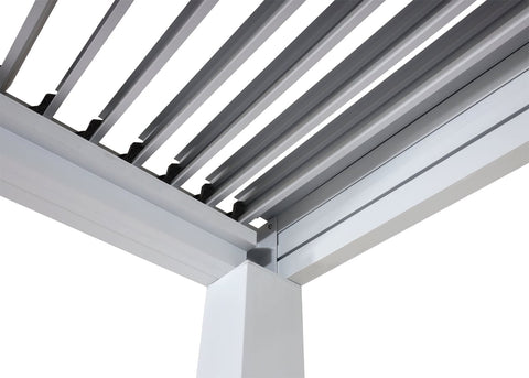 Premium Aluminium Pergola 3x3m Weiß mit Lamellendach & 4 Seitenwänden | Wasserdicht & Sturmfest