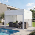 Premium Aluminium Pergola 3x3m Weiß mit Lamellendach & 4 Seitenwänden | Wasserdicht & Sturmfest