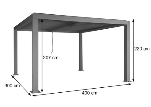 Aluminium Pergola 3x4m Anthrazit Lamellendach Pavillon Wasserdicht Sturmfest 100 km/h