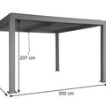 Aluminium Pergola C92 3x4m Anthrazit - Lamellendach Pavillon mit Regenrinne & Kurbelantrieb
