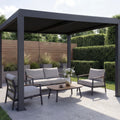 Aluminium Pergola 3x3m Anthrazit Lamellendach Pavillon Wasserdicht 100km/h Windfest