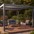 Aluminium Pergola 3x4m Anthrazit Lamellendach Pavillon Wasserdicht Sturmfest 100 km/h