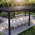 Aluminium Pergola 3x6m Anthrazit Lamellendach Wasserdicht Gartenpavillon Terrassenüberdachung