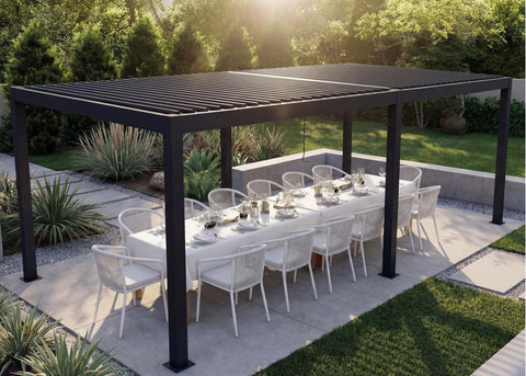 Aluminium Pergola 3x6m Anthrazit Lamellendach Wasserdicht Gartenpavillon Terrassenüberdachung