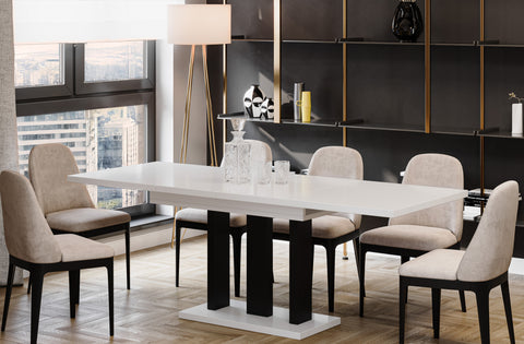 Ausziehbarer Esstisch "Appia" 130-210cm (Weiß Hochglanz) von Endo-Möbel bei coso-home