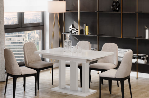 Ausziehbarer Esstisch "Appia Kaschmir" 130-210cm(Weiß Hochglanz) von Endo-Möbel bei coso-home