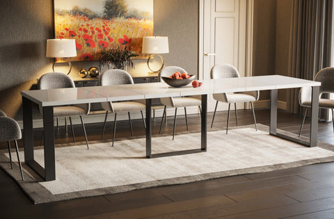 Ausziehbarer Esstisch Borys (Weiß Hochglanz) von Endo-Möbel bei coso-home