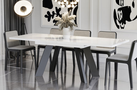 Ausziehbarer Esstisch "Como" 130-210cm (Weiß Hochglanz) von Endo-Möbel bei coso-home