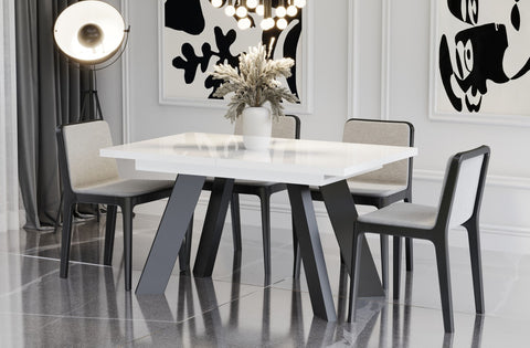 Ausziehbarer Esstisch "Como" 130-210cm (Weiß Hochglanz) von Endo-Möbel bei coso-home