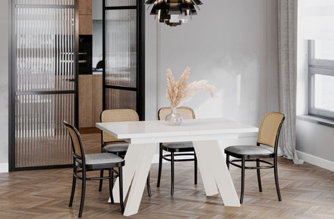 Ausziehbarer Esstisch "Como Kaschmir" 130-210cm (Weiß Hochglanz) von Endo-Möbel bei coso-home