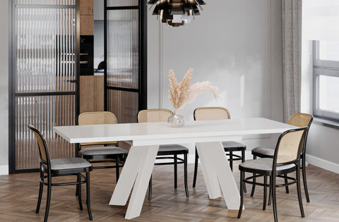 Ausziehbarer Esstisch "Como Kaschmir" 130-210cm (Weiß Hochglanz) von Endo-Möbel bei coso-home