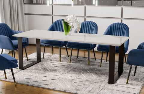 Ausziehbarer Esstisch "Cora" 130-210cm (Weiß Hochglanz) von Endo-Möbel bei coso-home