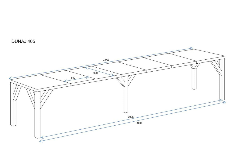 Ausziehbarer Esstisch "Dunaj" 130-405cm - Technische Maße und Skizze 2