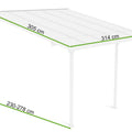 Hardmaister Atlanta 3,1x3m Weiß Alu Terrassenüberdachung Carport Polycarbonat