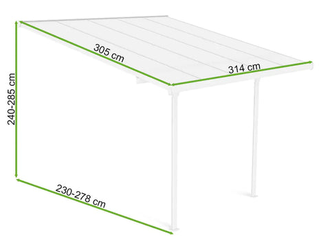 Hardmaister Atlanta 3,1x3m Weiß Alu Terrassenüberdachung Carport Polycarbonat