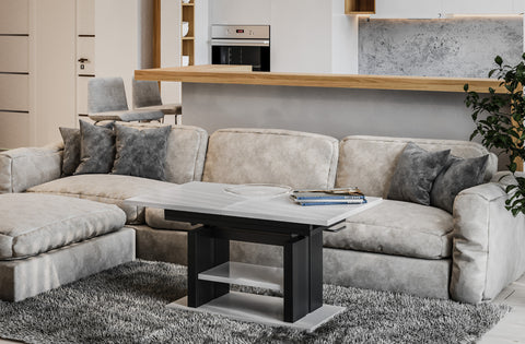 Couchtisch "Dior" 110-170cm (Weiß Hochglanz) von Endo-Möbel bei coso-home