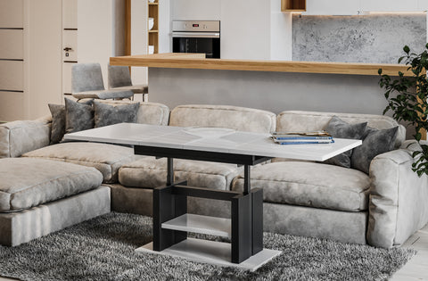 Couchtisch "Dior" 110-170cm (Weiß Hochglanz) von Endo-Möbel bei coso-home