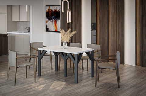 Ausziehbarer Esstisch "Dunaj" 130-240cm (Weiß Hochglanz) von Endo-Möbel bei coso-home