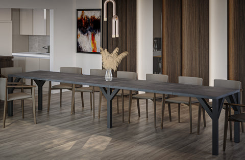 Ausziehbarer Esstisch "Dunaj" 130-295cm (Beton Dunkel) von Endo-Möbel bei coso-home