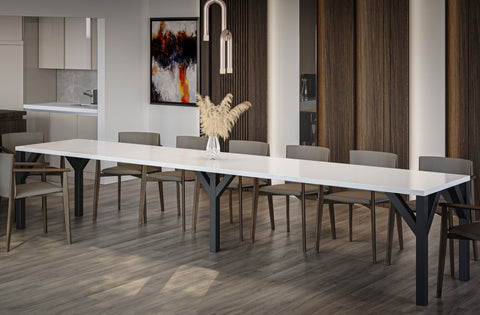 Ausziehbarer Esstisch "Dunaj" 130-240cm (Weiß Hochglanz) von Endo-Möbel bei coso-home