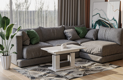 Couchtisch "Fabel" 110-170cm (Weiß Hochglanz) von Endo-Möbel bei coso-home