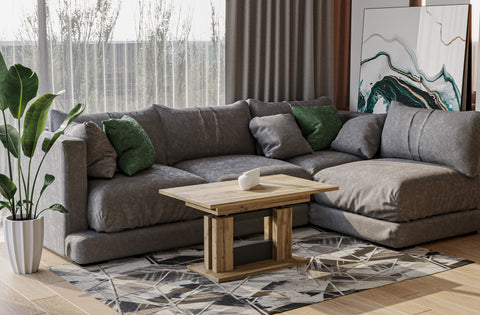 Moderner Couchtisch Fabel als Esstisch im hellen Wohnzimmer