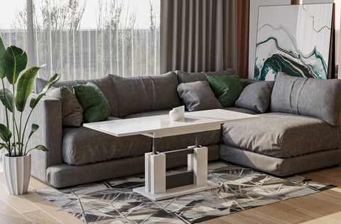 Couchtisch "Fabel" 110-170cm (Weiß Hochglanz) von Endo-Möbel bei coso-home
